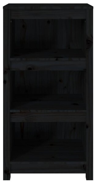 Fekete tömör fenyőfa könyvszekrény 50 x 35 x 97 cm