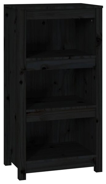 Fekete tömör fenyőfa könyvszekrény 50 x 35 x 97 cm