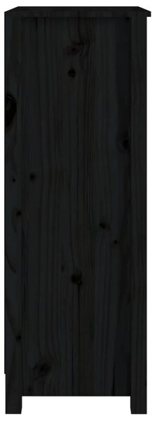 Fekete tömör fenyőfa könyvszekrény 50 x 35 x 97 cm