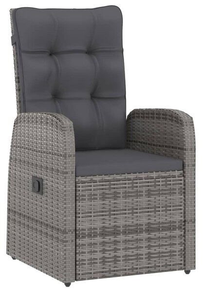 7 részes szürke polyrattan kültéri étkezőgarnitúra párnákkal