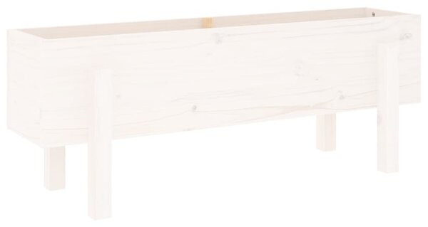 Fehér tömör fenyőfa kerti magaságyás 101 x 30 x 38 cm