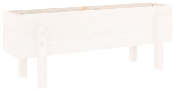 Fehér tömör fenyőfa kerti magaságyás 101 x 30 x 38 cm