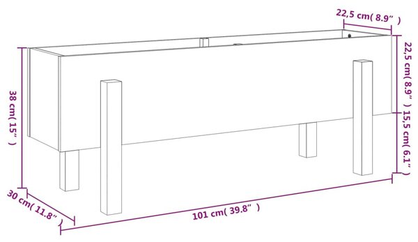 Fehér tömör fenyőfa kerti magaságyás 101 x 30 x 38 cm