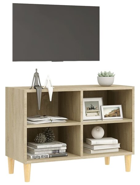 Sonoma-tölgyszínű TV-szekrény tömör falábakkal 69,5x30x50 cm
