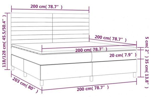 VidaXL Kék Szövet Ágy Matraccal - 200x200 cm