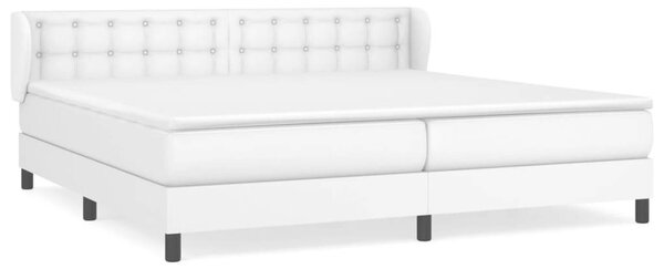 VidaXL fehér műbőr rugós ágy matraccal 200 x 200 cm