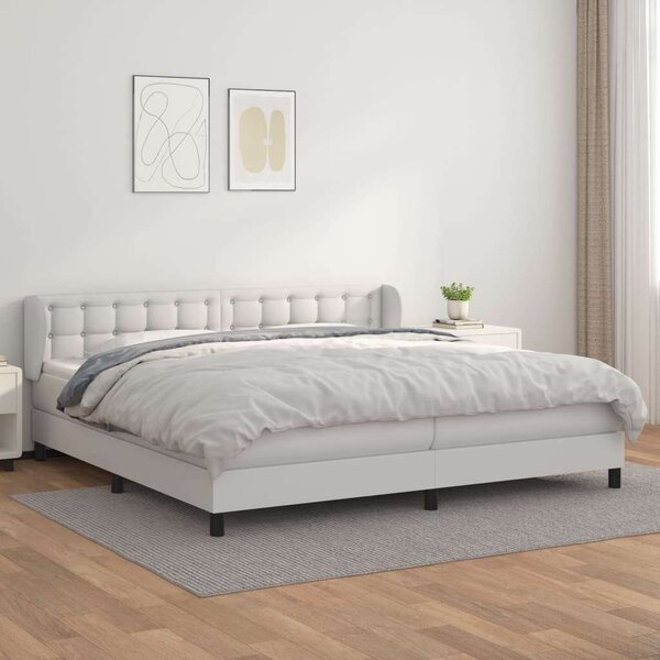 VidaXL fehér műbőr rugós ágy matraccal 200 x 200 cm