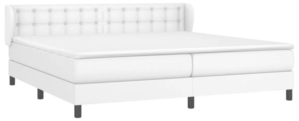 VidaXL fehér műbőr rugós ágy matraccal 200 x 200 cm