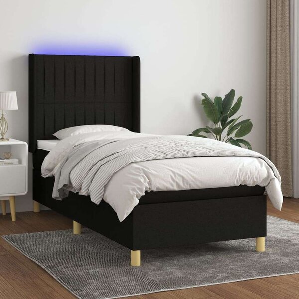 VidaXL LED-es Ágy - Fekete Szövet - 80x200 cm