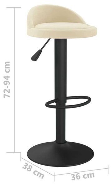 VidaXL Bársonybárszék - Krémszínű - 2 db