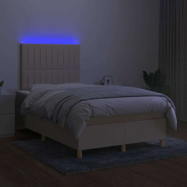 VidaXL LED-es Ágy - Krémszínű - 120x200 cm