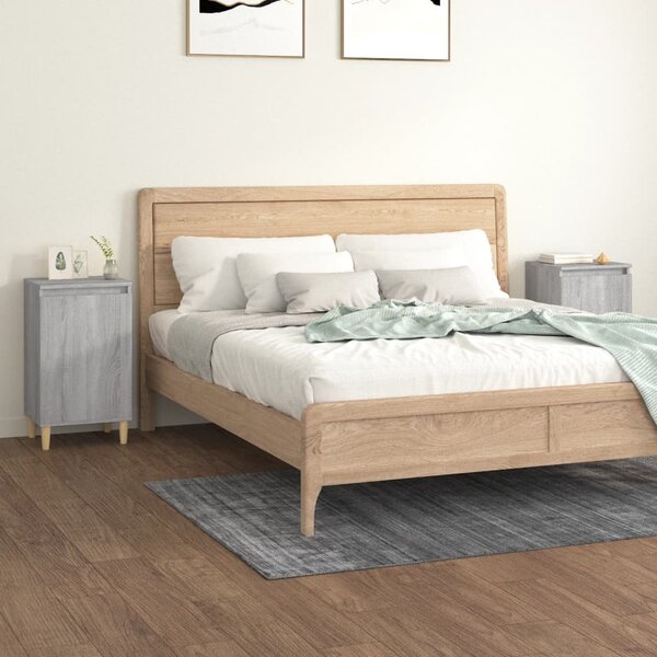 2 db szürke sonoma színű szerelt fa éjjeliszekrény 40x35x70 cm