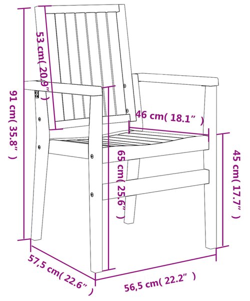 4 db tömör tíkfa rakásolható kerti szék 56,5 x 57,5 x 91 cm