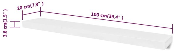 4 db fehér fali polc 100 cm