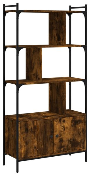Füstös tölgy szerelt fa könyvespolc ajtókkal 76,5x30x154,5 cm