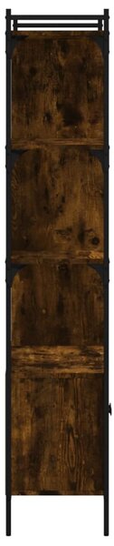 Füstös tölgy szerelt fa könyvespolc ajtókkal 76,5x30x154,5 cm