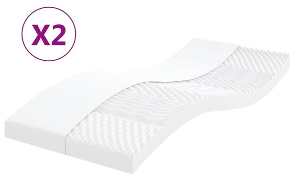 2 db fehér 7 zónás 20 ILD keménységű habmatrac 80 x 200 cm
