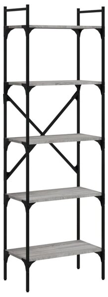 5 szintes szürke sonoma színű fa könyvespolc 56 x 31,5 x 174 cm