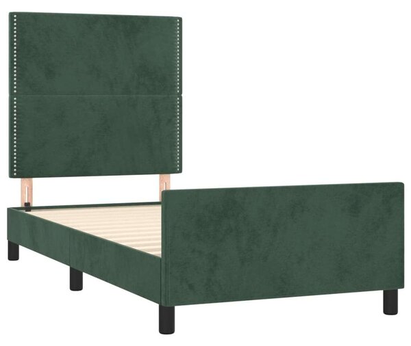 VidaXL sötétzöld bársony ágykeret fejtámlával 100x200 cm