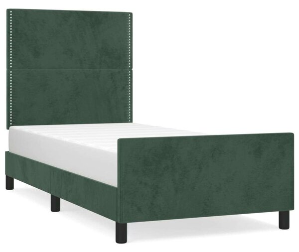 VidaXL sötétzöld bársony ágykeret fejtámlával 100x200 cm