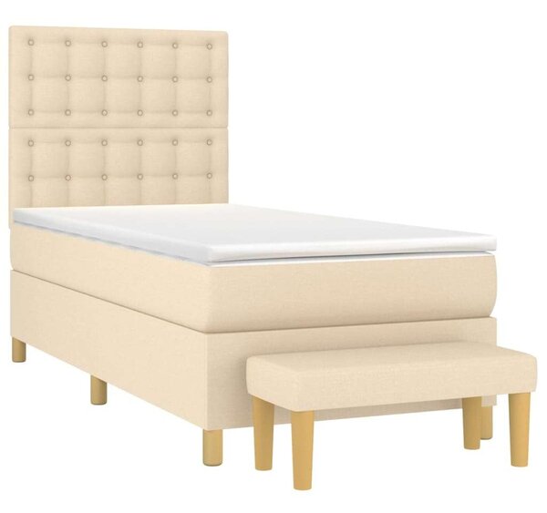 VidaXL krémszínű szövet rugós ágy matraccal 90 x 200 cm
