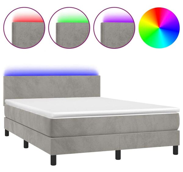 VidaXL LED-es Bársony Ágy - 140x190 cm
