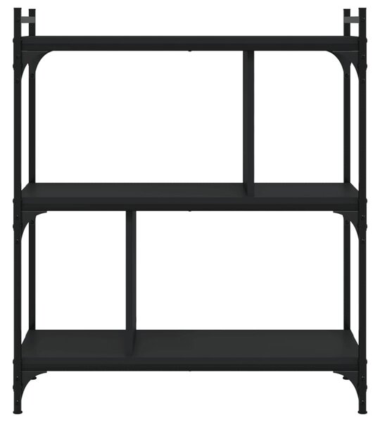 3 szintes fekete szerelt fa könyvespolc 76 x 32 x 88 cm