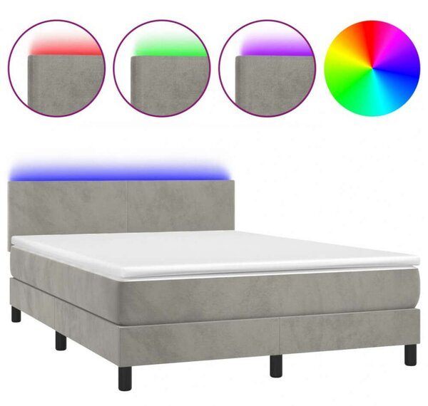 VidaXL LED-es Bársony Ágy - 140x190 cm
