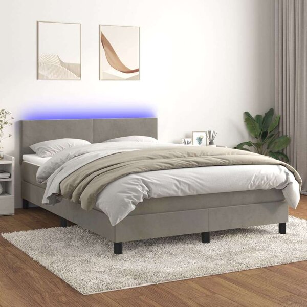 VidaXL LED-es Bársony Ágy - 140x190 cm