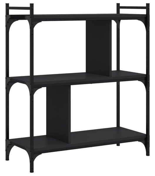 3 szintes fekete szerelt fa könyvespolc 76 x 32 x 88 cm