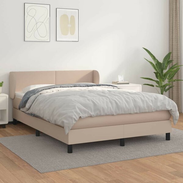 VidaXL cappuccino színű műbőr rugós ágy matraccal 140 x 200 cm