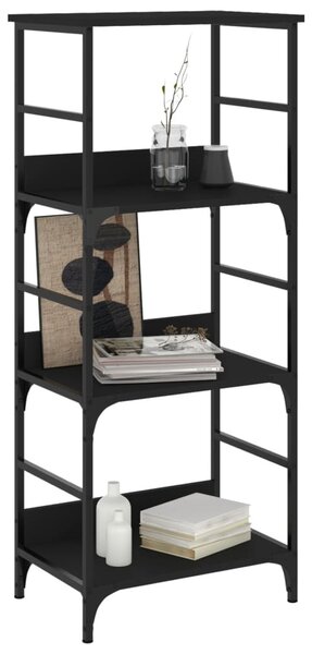Fekete szerelt fa könyvespolc 50 x 33 x 117,5 cm
