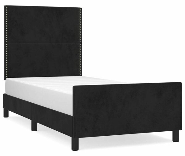 VidaXL fekete bársony ágykeret fejtámlával 90x190 cm