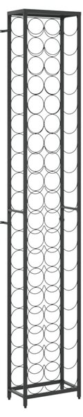 Fekete kovácsoltvas bortartó 57 palackhoz 34 x 18 x 200 cm