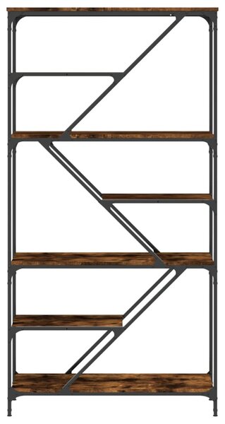 Füstös tölgy szerelt fa és acél könyvespolc 91x36x176 cm