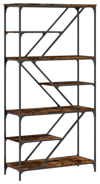 Füstös tölgy szerelt fa és acél könyvespolc 91x36x176 cm