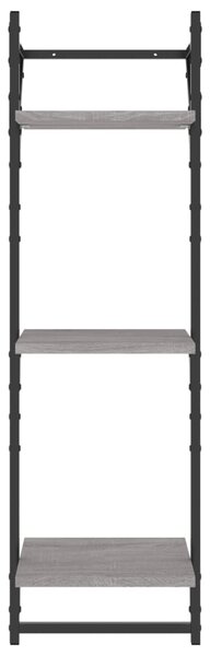 2 db 3 szintes szürke sonoma fali polc rúddal 30 x 25 x 100 cm