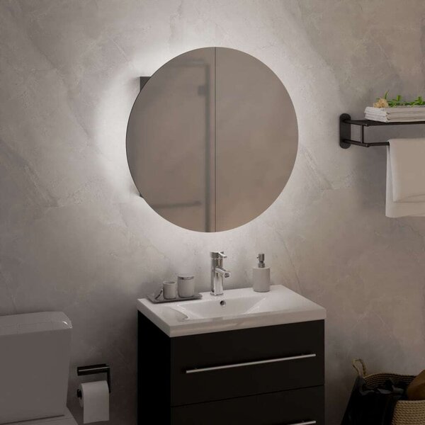 Home-Lux Kerek Fürdőszobaszekrény - LED-es Tükör - 40x40x17,5 cm