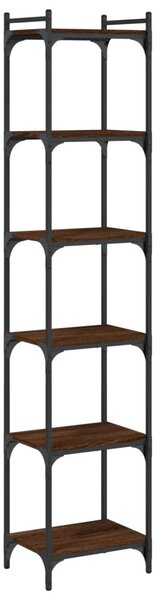 6 szintes barna tölgy színű szerelt fa könyvespolc 40x30x188 cm