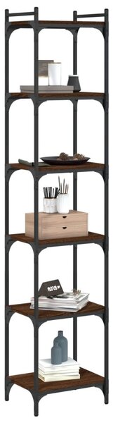 6 szintes barna tölgy színű szerelt fa könyvespolc 40x30x188 cm