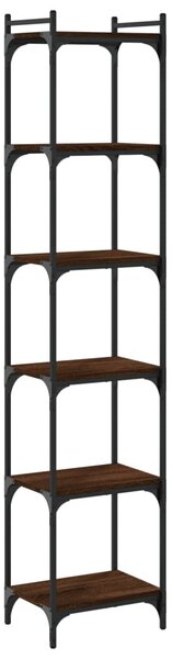 6 szintes barna tölgy színű szerelt fa könyvespolc 40x30x188 cm
