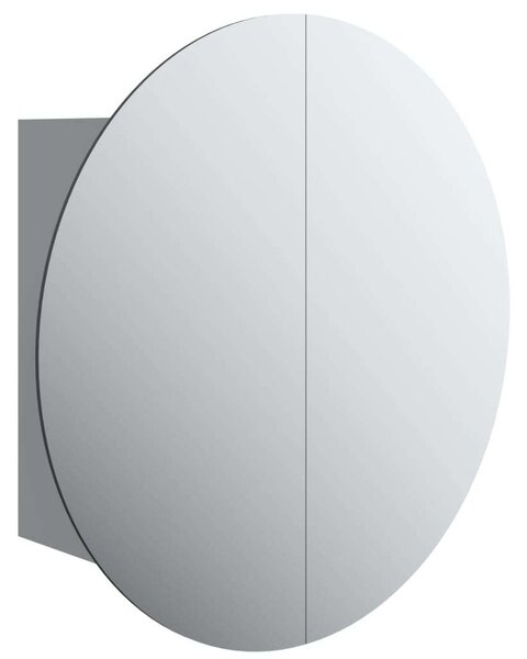 LED-es Kerek Tükör Szekrény - Szürke - 47x47 cm