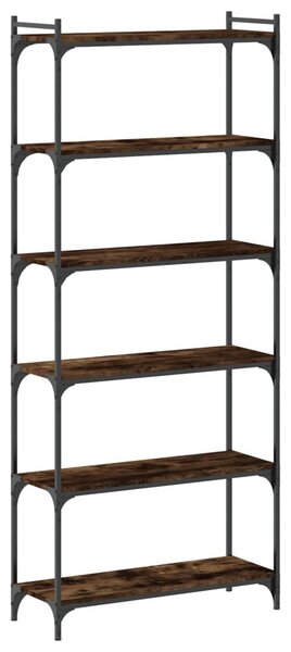 6 szintes füstös tölgy szerelt fa könyvespolc 80 x 30 x 188 cm