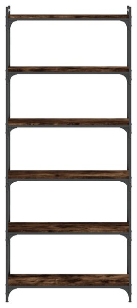 6 szintes füstös tölgy szerelt fa könyvespolc 80 x 30 x 188 cm