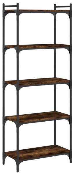 5 szintes füstös tölgy szerelt fa könyvespolc 60 x 30 x 154 cm