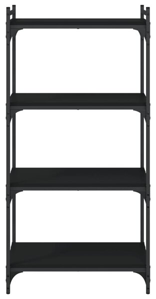 4 szintes fekete szerelt fa könyvespolc 60 x 30 x 120 cm