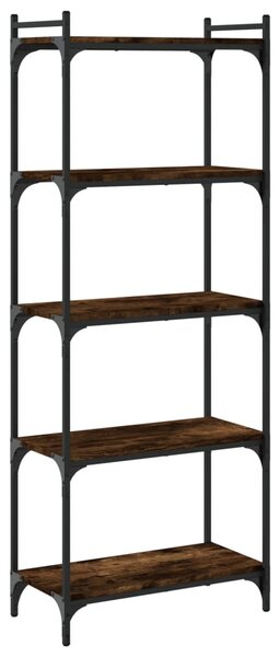 5 szintes füstös tölgy szerelt fa könyvespolc 60 x 30 x 154 cm