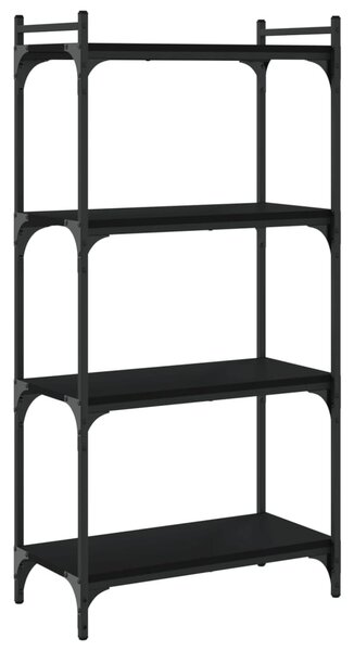 4 szintes fekete szerelt fa könyvespolc 60 x 30 x 120 cm