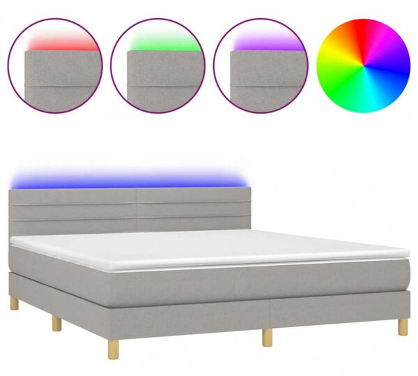 VidaXL világosszürke szövet rugós és LED-es ágy matraccal 160x200 cm