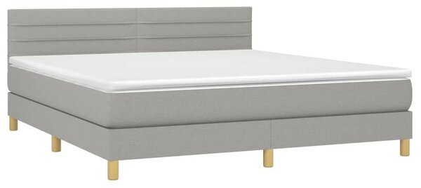 VidaXL világosszürke szövet rugós és LED-es ágy matraccal 160x200 cm
